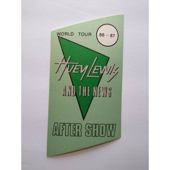 Huey Lewis And The News 1986 Backstage Pass Original Fore Tour Green After Show - Picture 2 of 4